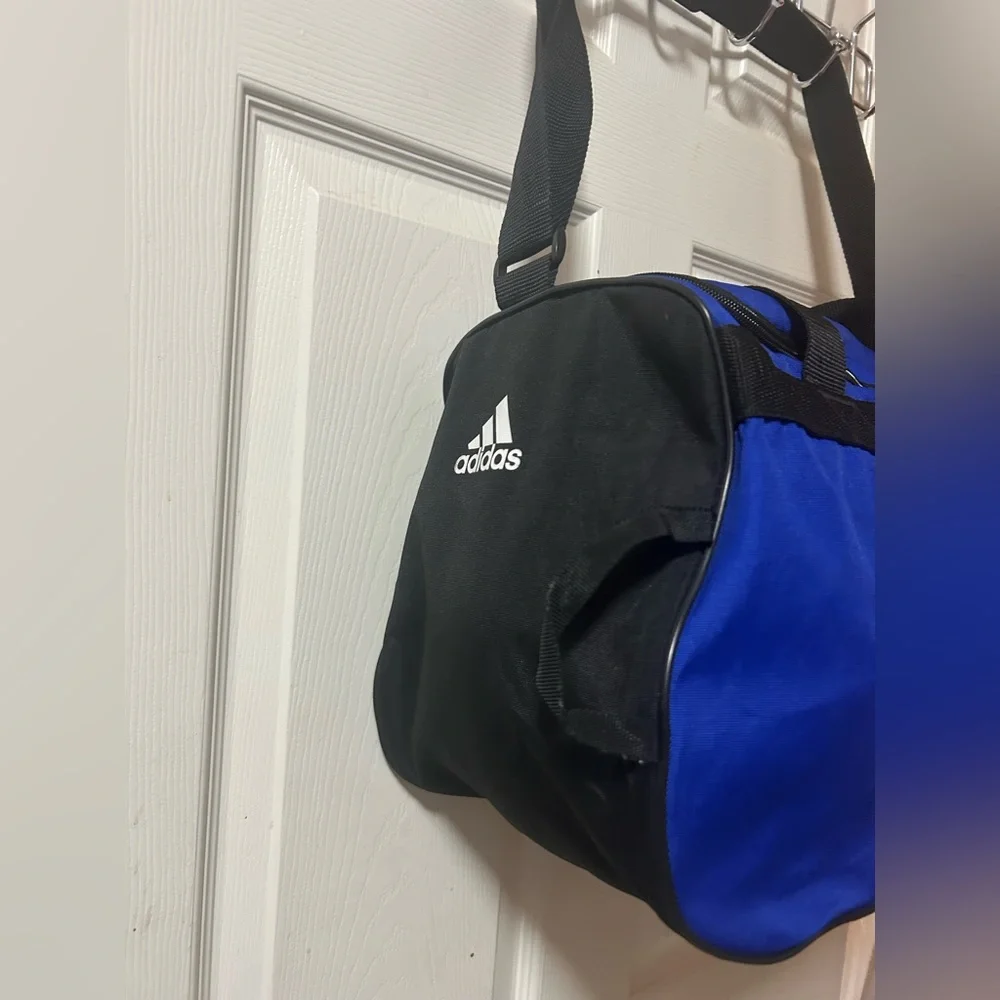 adidas Royal Blue and Black Duffel Bag with White Logo